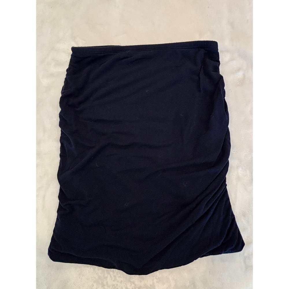 OOTDFash Navy Blue Ruched Bodycon Mini Skirt Stretchy Jersey Knit Small